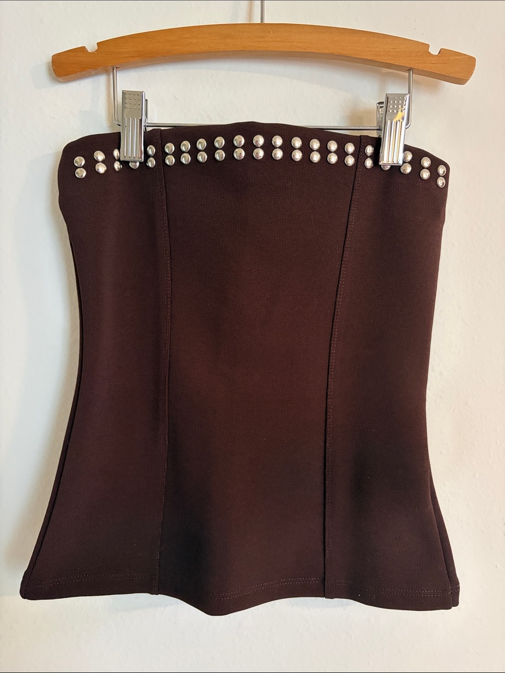 Zara Studded Strapless Tube Top - Dark Brown